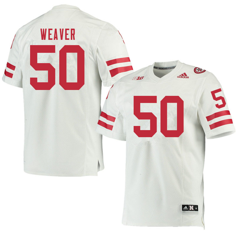 Men #50 Jailen Weaver Nebraska Cornhuskers College Football Jerseys Sale-White